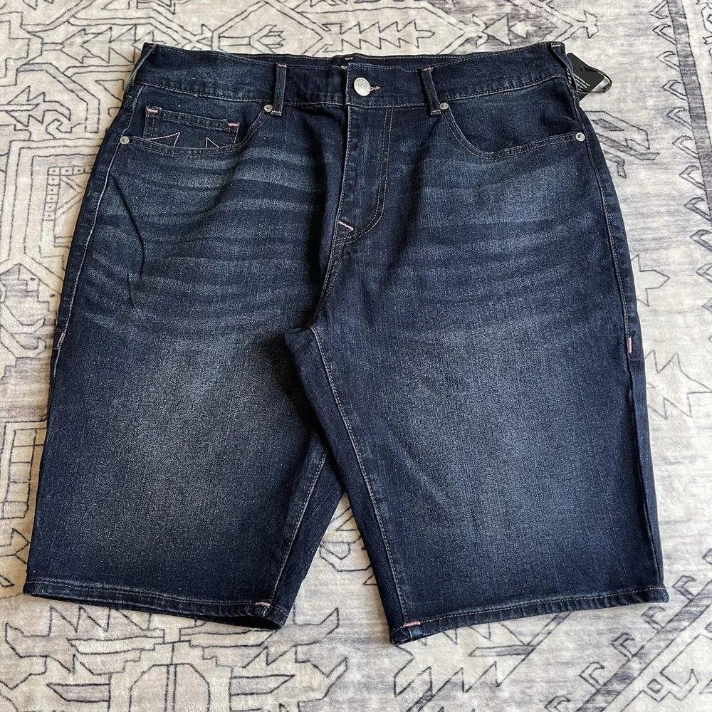 True Religion Shorts Men's 36 Blue Ricky Relaxed Straight Denim NWT